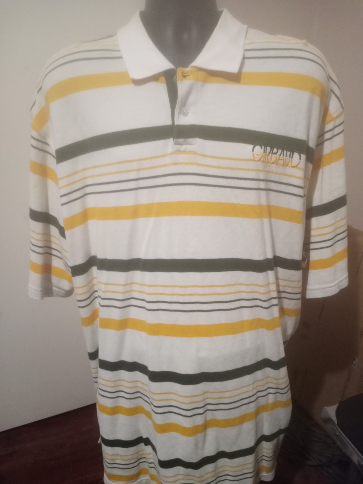 Vtg Marithe Francois Girbaud Polo Shirt Men’s XXL Spellout White Yellow Green