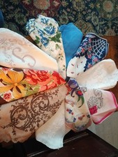 Lot 10 Vintage Colorful Hankies Use Crafts Resale