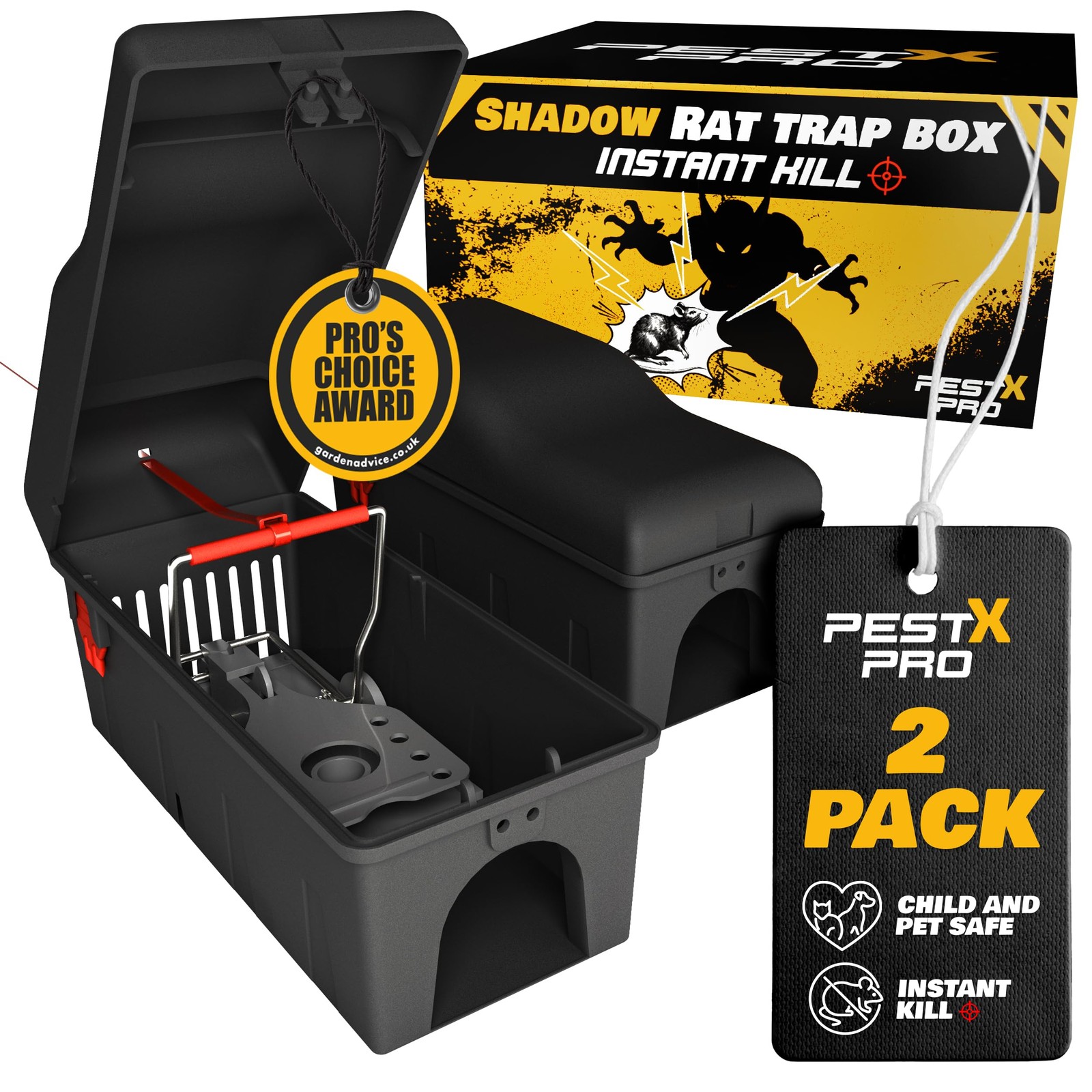 Pest X Pro Rat Trap Box 2X  Safe, Reusable & Heavy Duty Rodent Eliminator