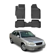 OMAC Floor Mats Liner for Hyundai Accent 2006-2011 Black TPE All-Weather 4 Pcs