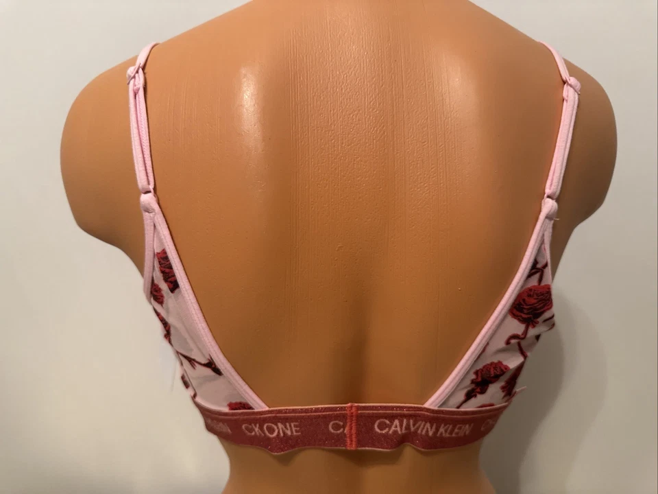 NUEVO CON ETIQUETAS CALVIN KLEIN CK One Bralette Pull Over Sin Forro Rosa Rojo Rosas Talla Mediana Foto 4 de 4
