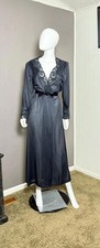 1980's Black Lacy Peignoir from OLGA style 94280 size Medium Black Dressing Robe