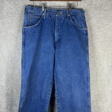 Wrangler Jeans Mens 34x36 Blue Denim High Rise Straight Leg Classic USA Workwear