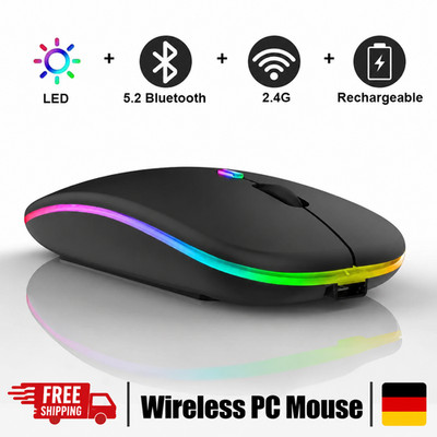 Wireless PC Mouse with Bluetooth and Radio for Mac Computers, Rechargeable