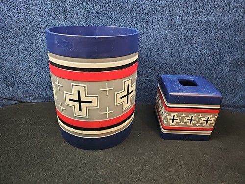 Pendleton Home Collection Bathroom Western Style Blue Red Trash Tissue