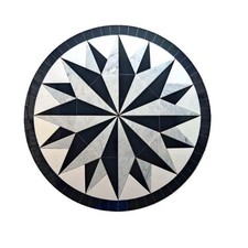 Marble Mosaic Medallion Floor Inlay Round Star Design Custom Stone Art