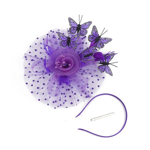 Classic Butterfly Derby Hat Mesh Wedding Cocktail Headband for Women - Picture 4 of 19