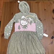 Hello kitty Tulle Hoodie Sweater Dress Kid Size Large 10-12 NWT