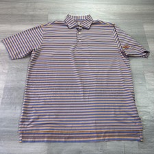 Turtleson Polo Shirt Mens Large Blue Stripe Golf Tour Performance Stretch Jersey