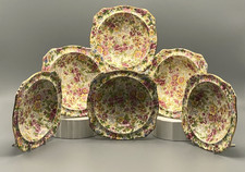 5 + 1  ROYAL WINTON CHEADLE SQUARE RIMMED SOUP / DESSERT BOWLS 16.5 X 16.5 CM