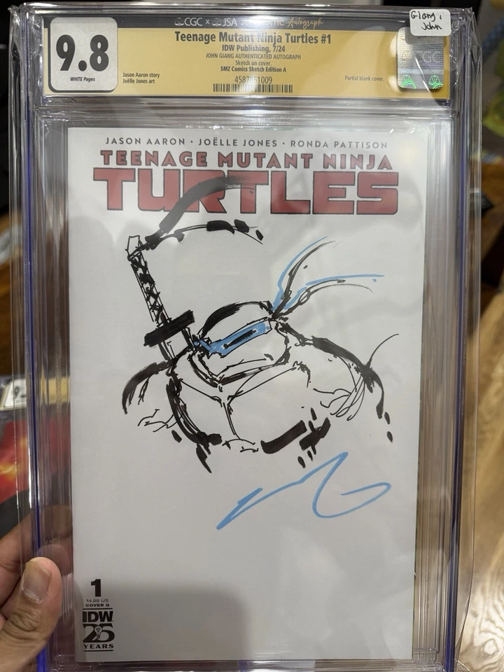 TMNT Teenage Mutant Ninja Turtles 1 - Boceto en blanco firmado por John Giang CGC 9.8 Foto 4 de 4