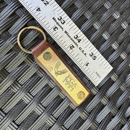 PGA 2000 Valhalla Leather & Brass Keychain Authentic Vintage Rare High Quality - Picture 3 of 4