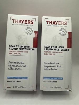 Thayers Soak It Up 80HR Liquid Moisturizer 2.5oz Each Lot Of 2 NEW Free Shipping