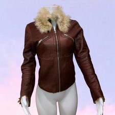 Vintage 90s y2k leather fur jacket