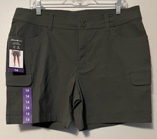 Eddie Bauer Summer Trail Shorts Womens Size 14 Green Nylon Lightweight New