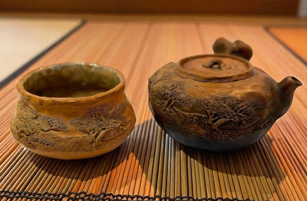 红色古董日本茶壶| eBay