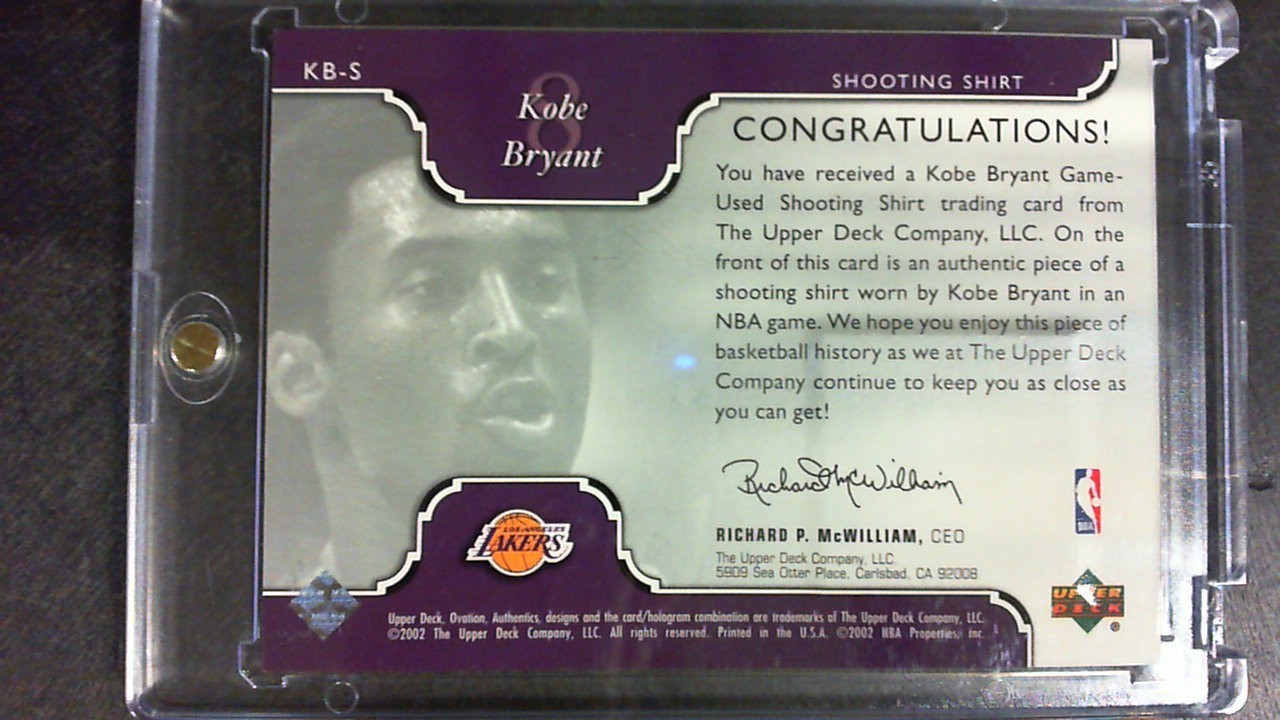 2002 Ovation Kobe Bryant Shooting Shirt PSA view 2