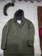 Men's Superdry Everest Parka (XL) With Detachable faux fur - Army Khaki Green