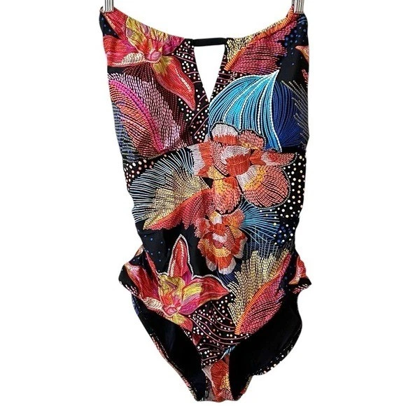 Traje de baño de una pieza para mujer La Blanca Sunlit Soirée cuello alto ojo de cerradura talla 18 W Foto 2 de 4