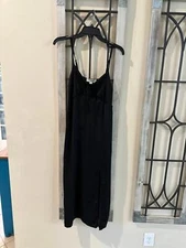 NEW Spaghetti Straps Sundress Long Maxi Black Slip Dress Junior Size L 
