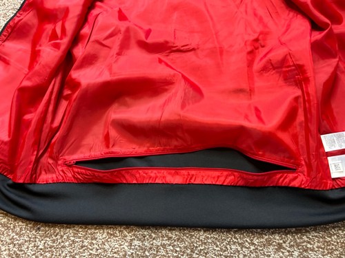 ADIDAS Red Jacket Mens Zip Up Sports Black stripe Back pocket Size Large NEW - Picture 5 of 9