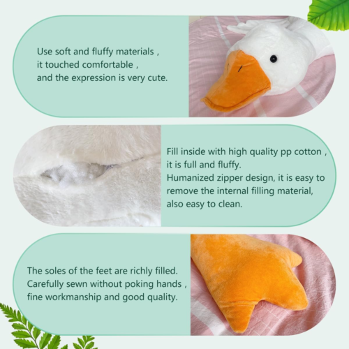 -Goose Stuffed Animal, 74.8In/190Cm Giant Sleeping Hugging Pillow, Soft White Sw - Picture 3 of 7