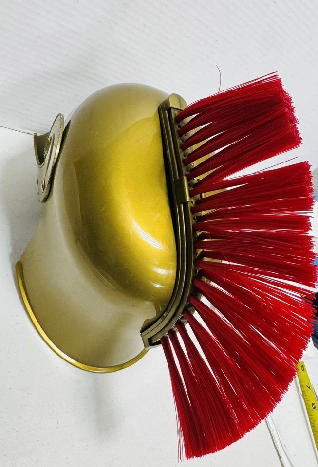 Casco Romano Dorado Con Cepillo Rojo Halloween Adulto Plástico Grueso Foto 3 de 4