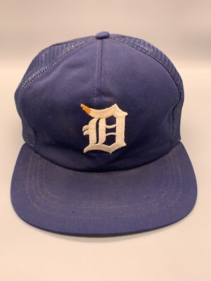 VINTAGE Detroit Tigers Hat Cap Snap Back Blue White United Hatters 