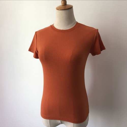 Top donna estivo puro cotone spazzolato basic versatile maglietta manica corta - Foto 2 di 18