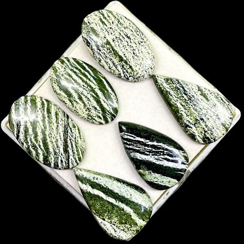 6 Pcs Natural Swiss Opal/Chrysotile Serpentine 41-46mm Loose Cabochon Gemstones - Picture 6 of 18