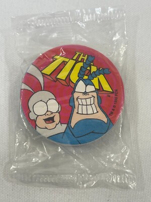 Vintage 1995 The Tick Pog Set w/ 4 Pogs & Plastic Slammer Life Cereal NEW SEALED