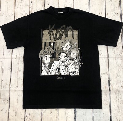 Vintage 2000 KORN Cartoon Sick & Twisted Tour Black Shirt