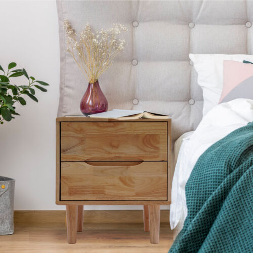 Bedroom Night Table Nightstand Bedside Cabinet Side End Table with 2 Drawers