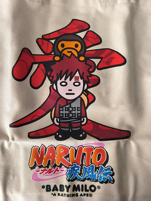 Naruto x BABY MILO Tote Bag Gaara Collaboration A Bathing Ape Limited Edition