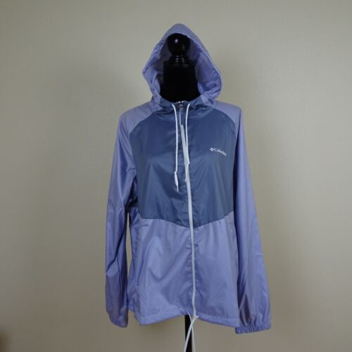Columbia Windbreaker Rain Jacket Women's Plus Size 1X Purple Gray May Valley
