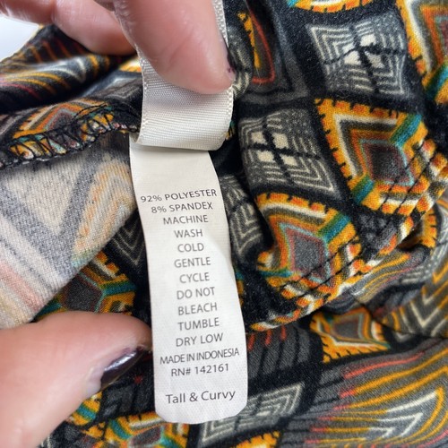 Leggings Lularoe TC Gris Negro Naranja Verde Argyle Diamantes Azteca Tribal De Colección - Imagen 3 de 4