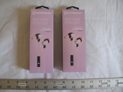 (2) NEW Hypergear dBm Wave Stereo 3.5mm Earphones ROSE Microphone Noise Isolate