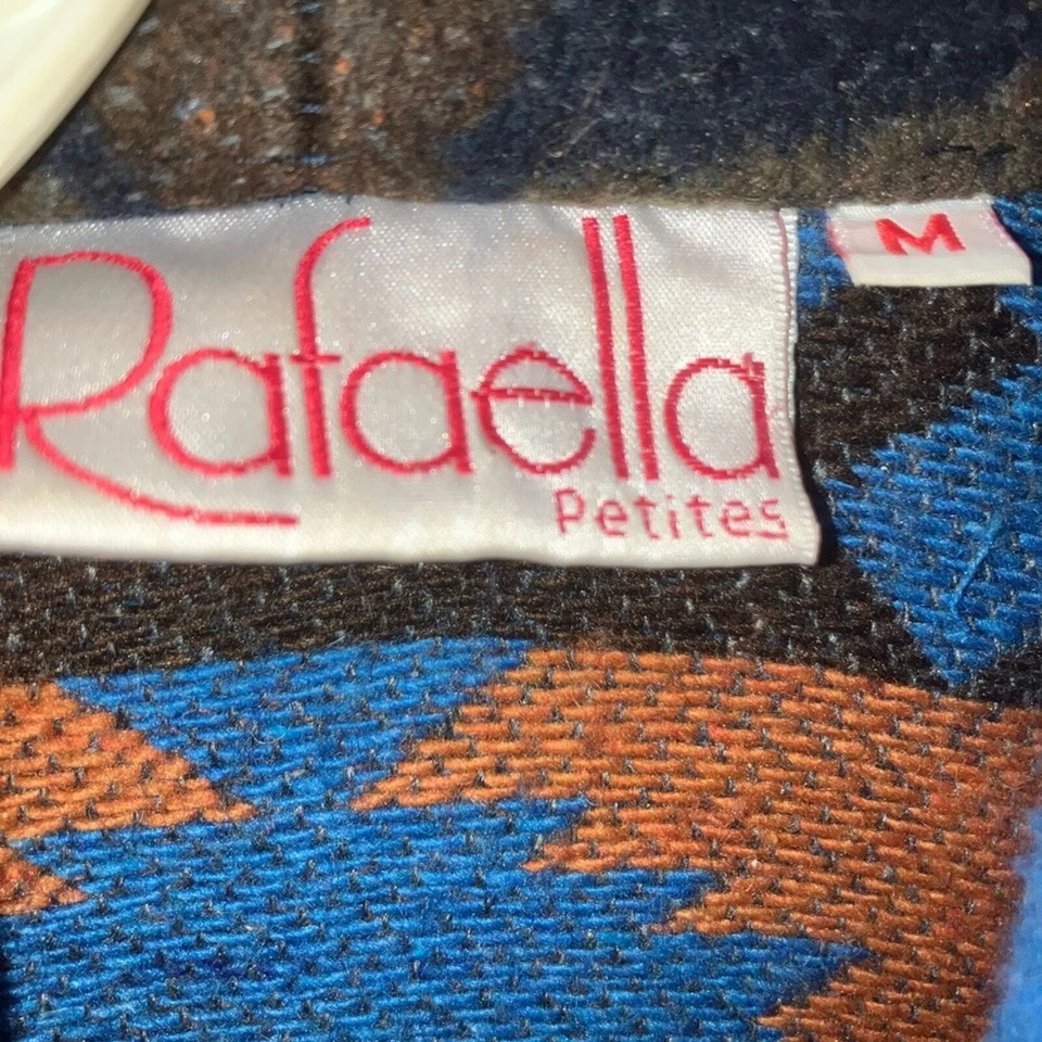 VTG Rafaella Aztec southwestern print wool tie waist shawl cardigan coat M - Image 2 of 4