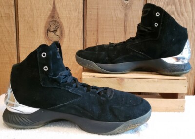 Under Armour UA Curry 1 Lux Mid Suede Shoes Black 1296617