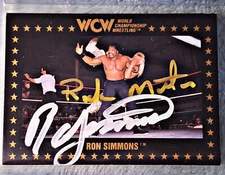 Ricky Morton & Ron Simmons Dual Signed 1991 WCW Marketing Card #16 Autograph 