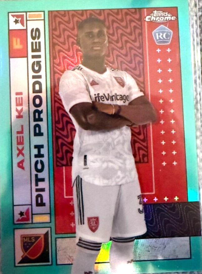 2022 Topps Chrome MLS - Pitch Prodigies Aqua Refractor #27 Axel Kei 201/299 (RC)