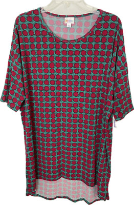 LulaRoe Irma Women's Green & Red Top Size L