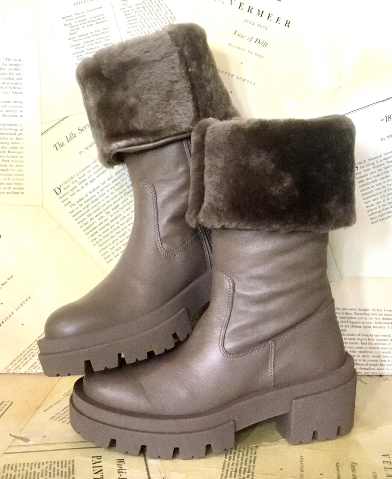 Ботинки Free People Equitare Charlee на меховой подкладке с манжетами на подошве, темно-серые ботинки на молнии 37/7, НОВИНКА