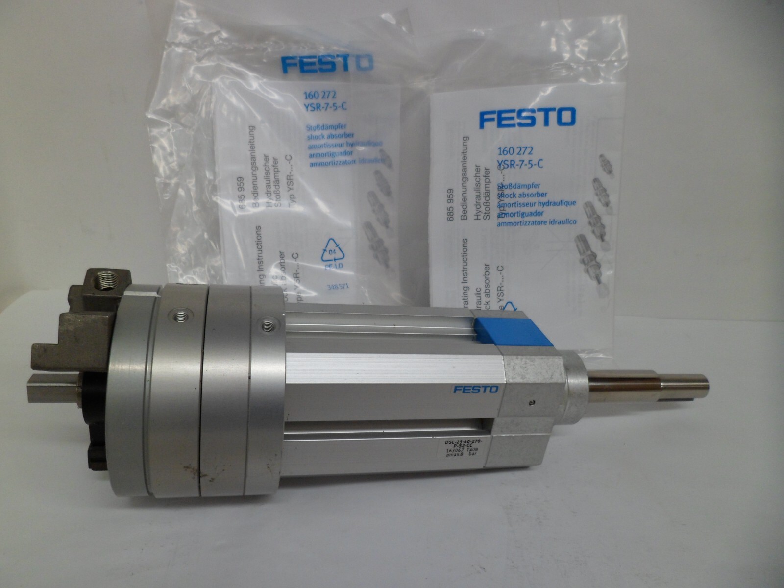FESTO DSL-25-40-270-P-S2-CC PNEUMATIC SWIVEL+LINEAR UNIT 116 PSI. N.O.S.