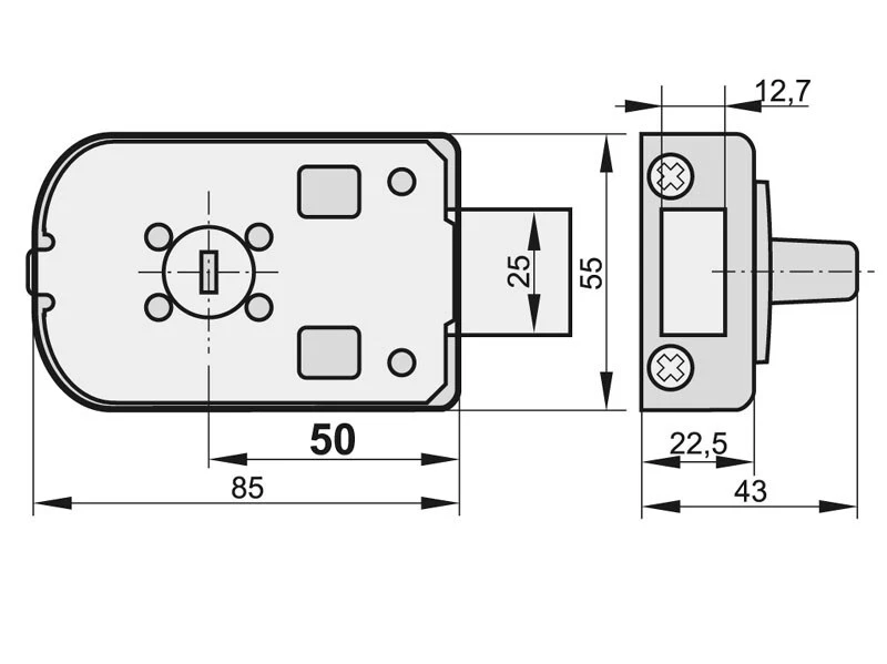 Kastenschloss 50 Zusatzschloss Türzusatzschloss + Außenzylinder Türschloß Braun. - Bild 2 von 3