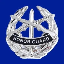 HONOR GUARD-INFANTRY RIFLE-SWRD LEAF PIN: 1-1/4", Silver-nckl, Scrw-Pst, #154