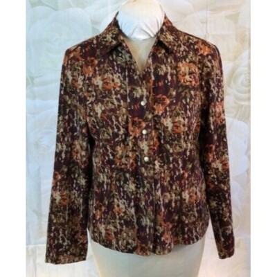 Christopher & Banks Jacket Brown Multicolored Buttons up Large