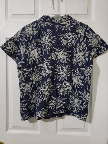 Hang Ten Women's Linen Blend Button Up Shirt, NWT, Size Large, Navy, Floral - Picture 5 of 7