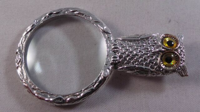 NICE MODERN STERLING SILVER OWL MAGNIFYING GLASS PENDANT