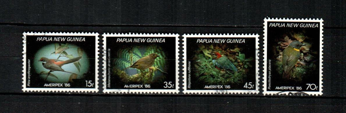 PAPUA NEW GUINEA Scott's 645-48 Small Birds AMERIPEX '86 F/VF used ...